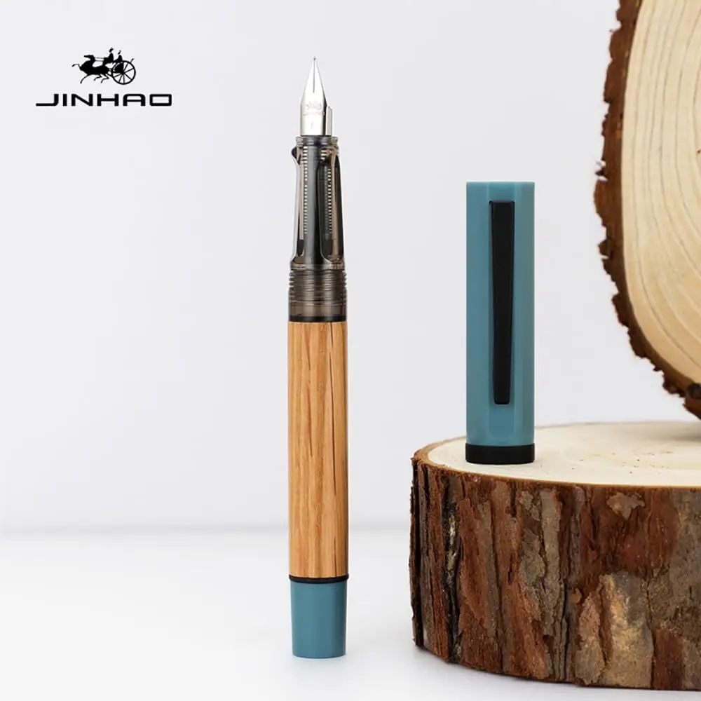 Jinhao 58 Wooden Fountain Pen - Fine Nib Refillable Pen With Ink Converter, Morandi Orange - View #2