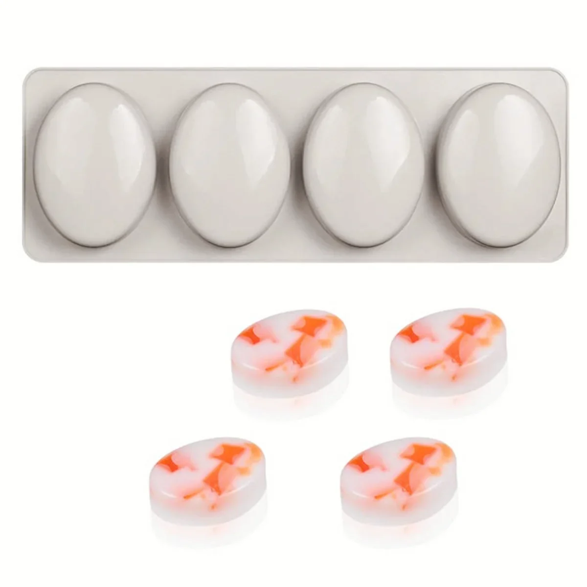 Oval Silicone Mold 4 Cavity DIY Geometry Candle Resin Crystal Mould Elliptic Gypsum Aromatherapy Making Tools Home Decor Gifts