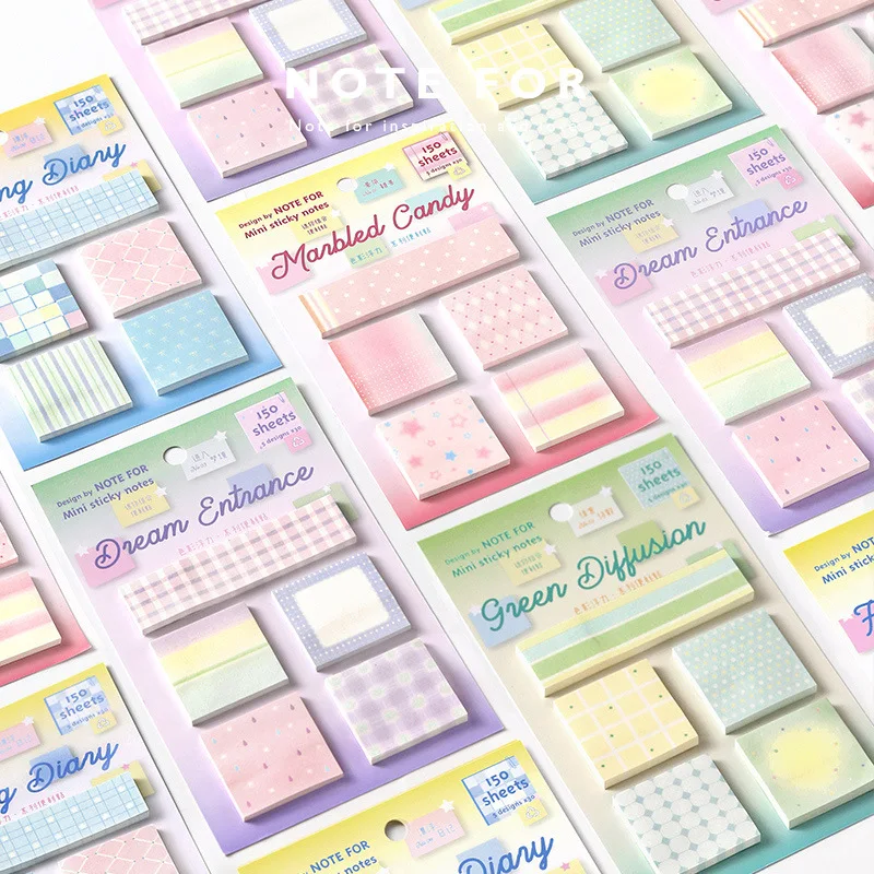 120 fogli Mini Blocco Note Adesive Combinato, Serie Color Buoyancy, Stile Ins Fresco a Pois, per Messaggi e Promemoria - immagine 2