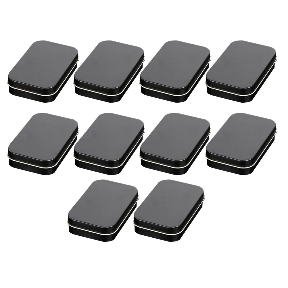 

Rectangular Tins Mini Tinplate Box Cards Storage Containers Metal Storage Box With Lids 9.5x6x2.1cm (Black)