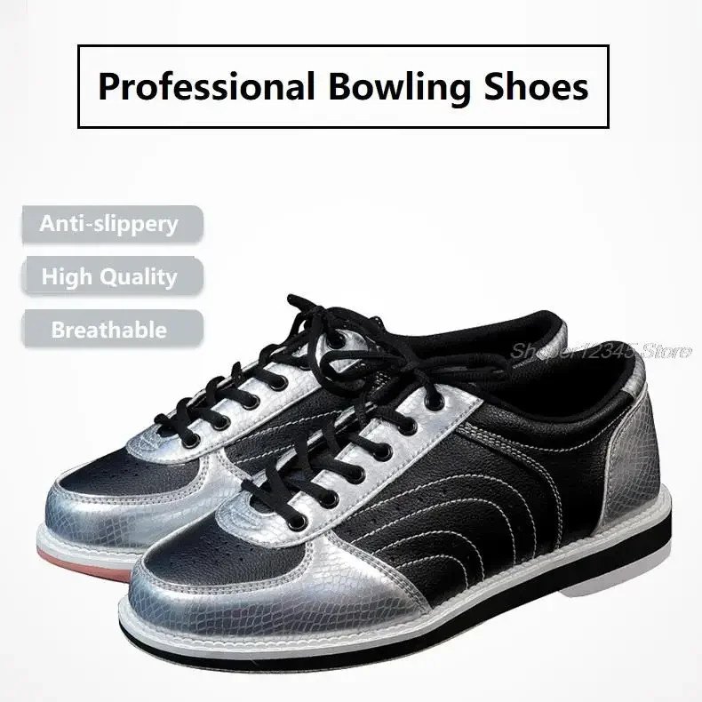 Bowling Shoes For Women Men Flat Sports Bowling Shoes Breathable Unisex Breathable Leather Sneakers Skidproof Sole 35-44 Size