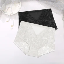  FINETOO 2PCS/Set M-3XL Seamless Floral Lace Panties Women Lingerie Female Underwear Sexy V-Waist Underpant Girls Intimates Panty 