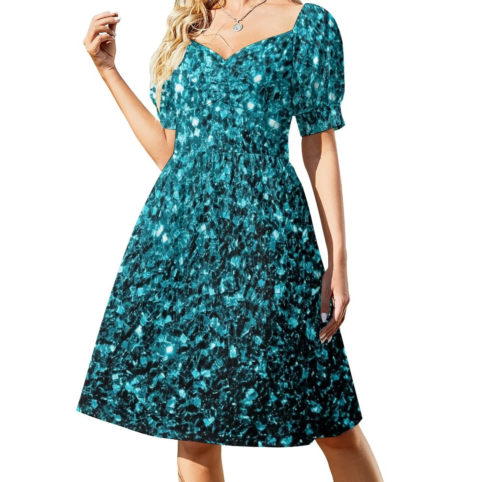 

Aqua blue shiny faux glitter sparkles Dress beach dress dresses for womens summer dresses for women 2023