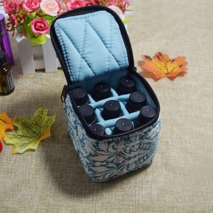 9 Compartments Essential Oil Bag Cotton Cosmetic Organizer for Travel Lipstick Nail Polish Storage Portable Makeup Pouch