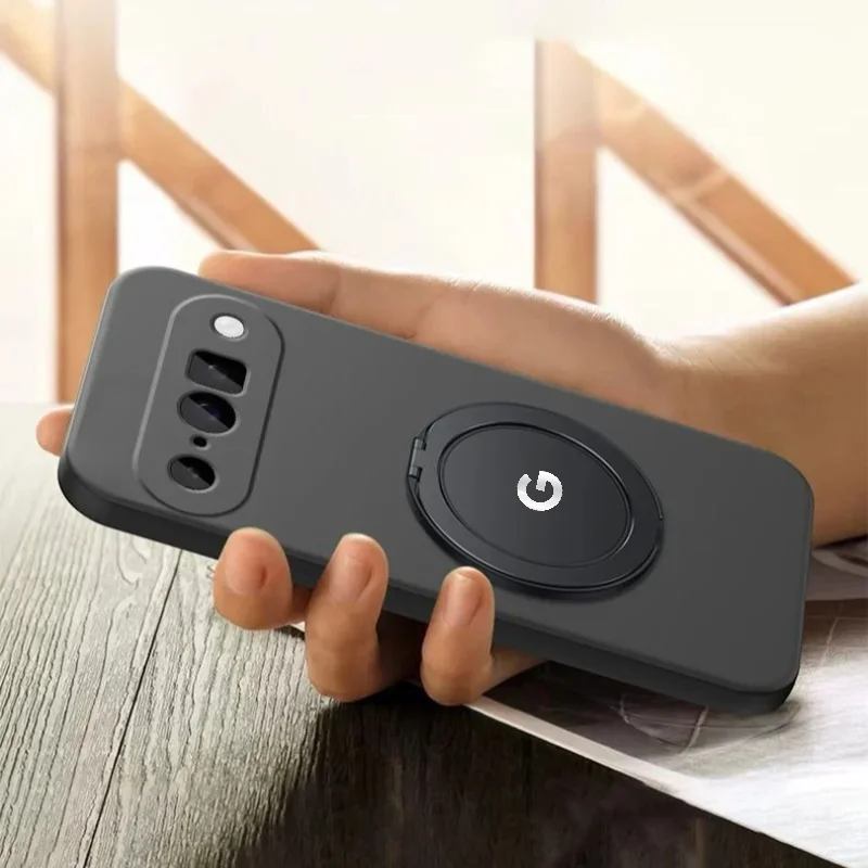 Premium Liquid Silicone Case with Rotating Bracket - Anti-drop Cover and Enhanced Skin Feel