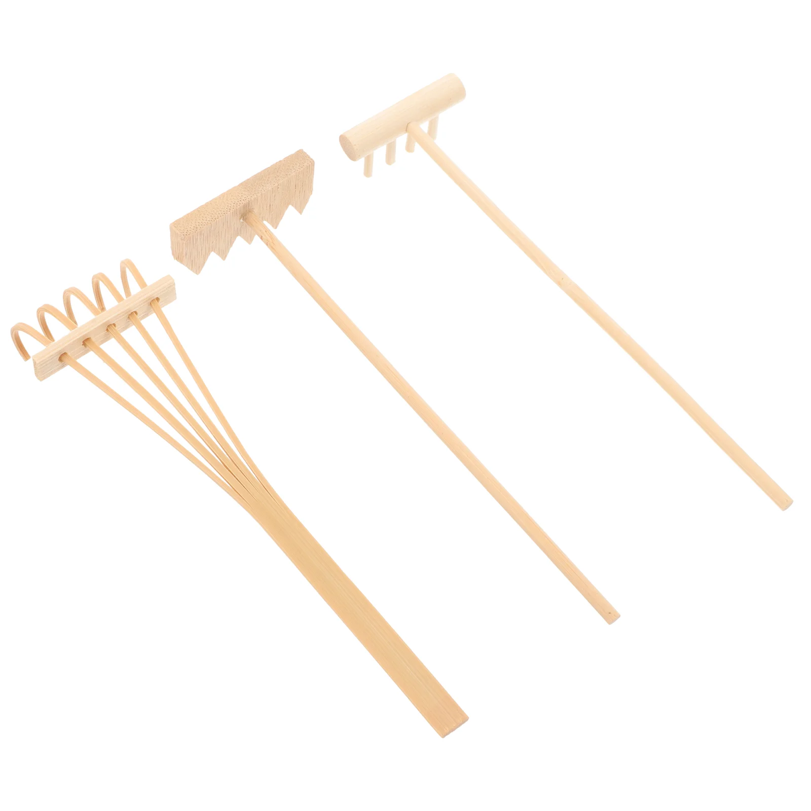 

3 Pcs Handheld Rake Mini Rakes for Sand Zen Garden Tabletop Tool Decorate Yoga Studio Accessories Wooden Feng Shui