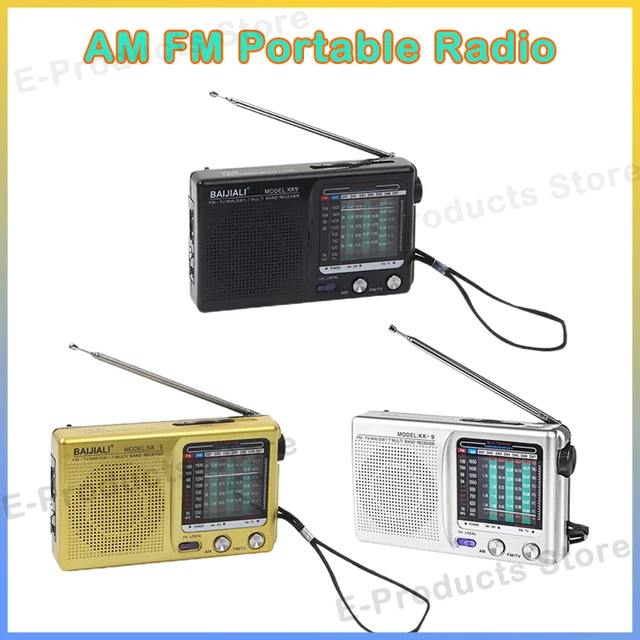KK9 AM FM Portable Radio Full Band Handheld Pocket Radio With LCD Display Mini Radio With Telescopic Antenna Battery Powered