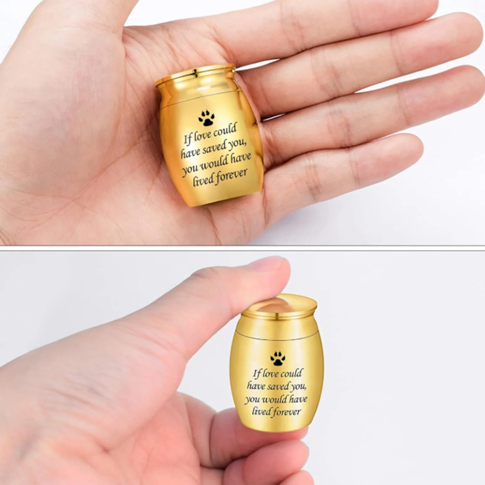 Mini-Urne aus Edelstahl für Asche von Haustieren, Foto, individuelles Haustierporträt, gravierter Text auf der Kappe für Tierliebhaber – Detail 2