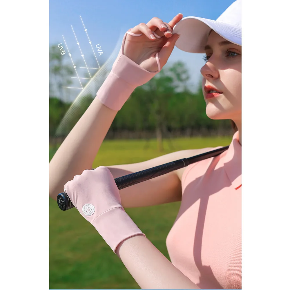 Lei Qi Ice Silk Sunscreen Summer Outdoor Sports Fitness Cycling Half Finger UV Protection Palm Hollow Gloves_voghion.com