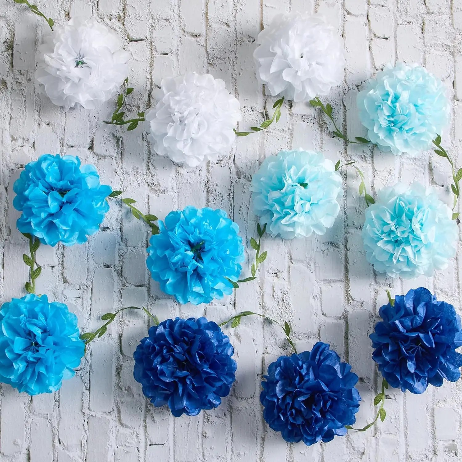 Seidenpapier Pom Pom Girlanden, Papierblumen für Geburtstagsdekorationen, Babyparty, Hochzeitsverlobung, Brautparty – Detail 18