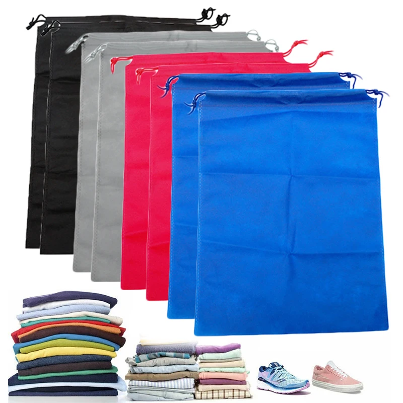 

5PCS Non-woven Storage Bag Reusable Tote Drawstring Storage Bag Organizer Clothes Shoes Storage Bag Portable Travel Accessories