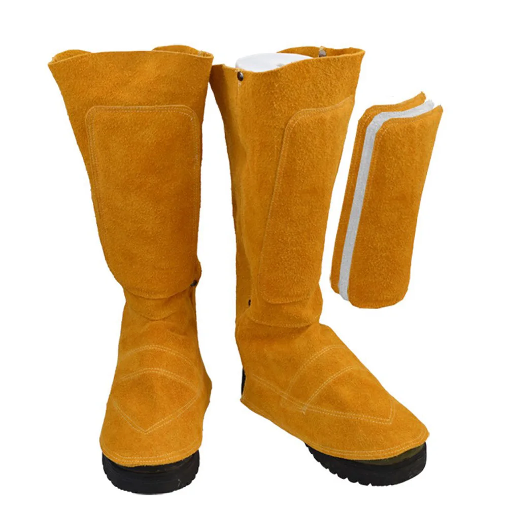 Leather Flame Retardant Welding Spats Safety Boot Flame Heat Abrasion Flame Resistant Foot Safety Protection Work Welder Tools