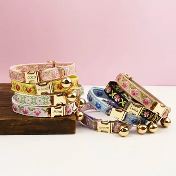 Adjustable Comfortable Cat Collar with Bell Personalized Pet Collar for Cats And Small Dogs metal hardware set cat collar