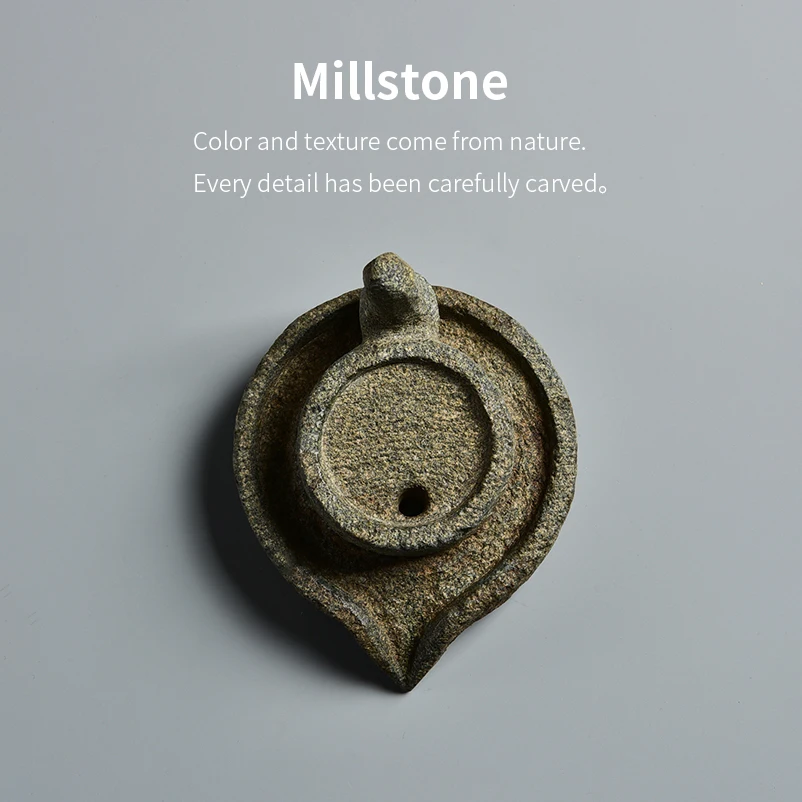Mini-Mühlstein-Teezubehör aus Naturstein, handgefertigt, Vintage, elegant, Zen-Räucherhalter, für Teeraum, Zuhause, Büro, Dekoration, Festivalgeschenk – Detail 1