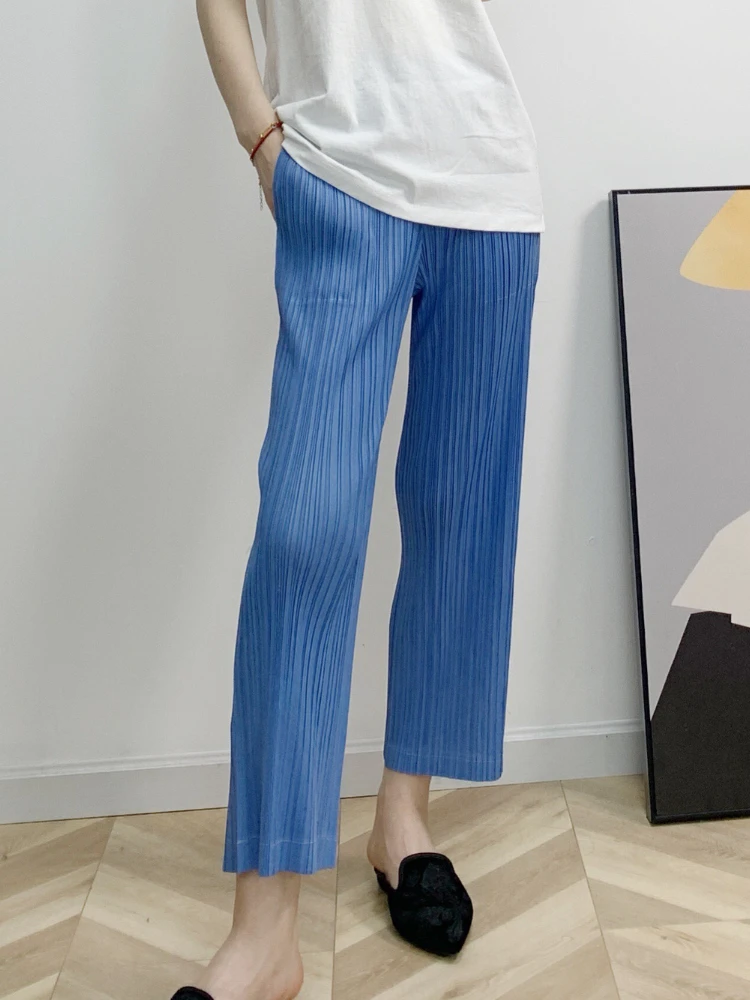 

ZCSMLL Pleated Pants Women's Ninth Pants Pencil Pants Pleated Pants Women's New Pants Solid Color Casual Pants Summer Spring