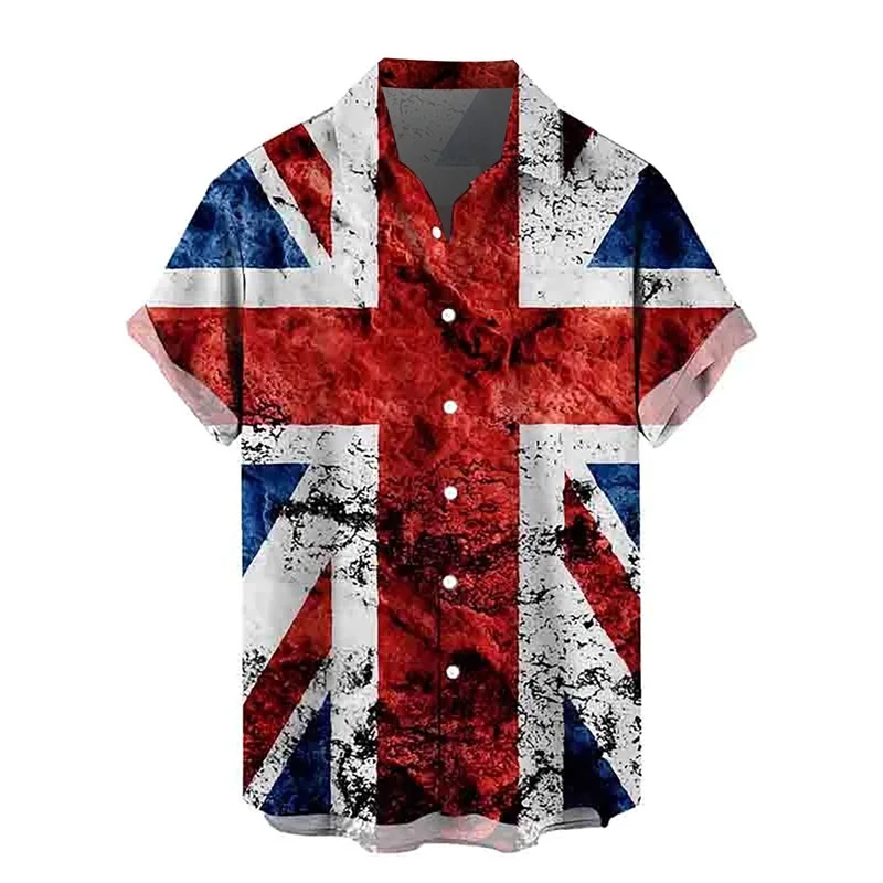 thumbnail image 1 of Camisetas con estampado de bandera del Día de la Independencia para hombre, camisetas con botones personalizadas con impresión digital 3D, camisetas de playa de manga corta de gran tamaño, 1 of 4
