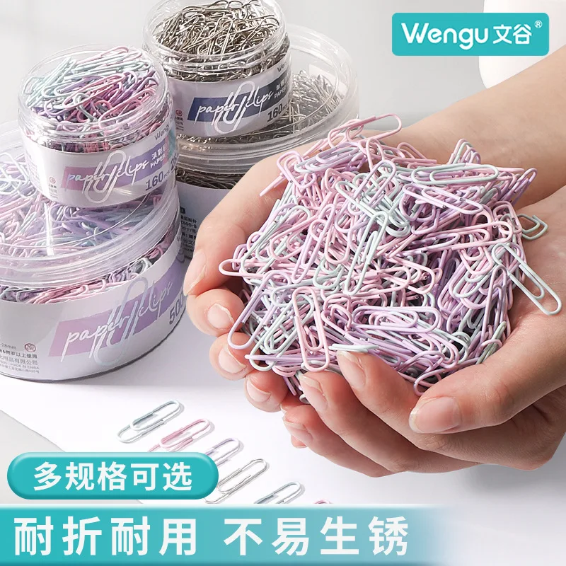 500 컬러 종이 클립 사무용품 종이 클립 대형 문서 북마크 리턴 클립 보관 상자 귀여운 종이 클립 북마크