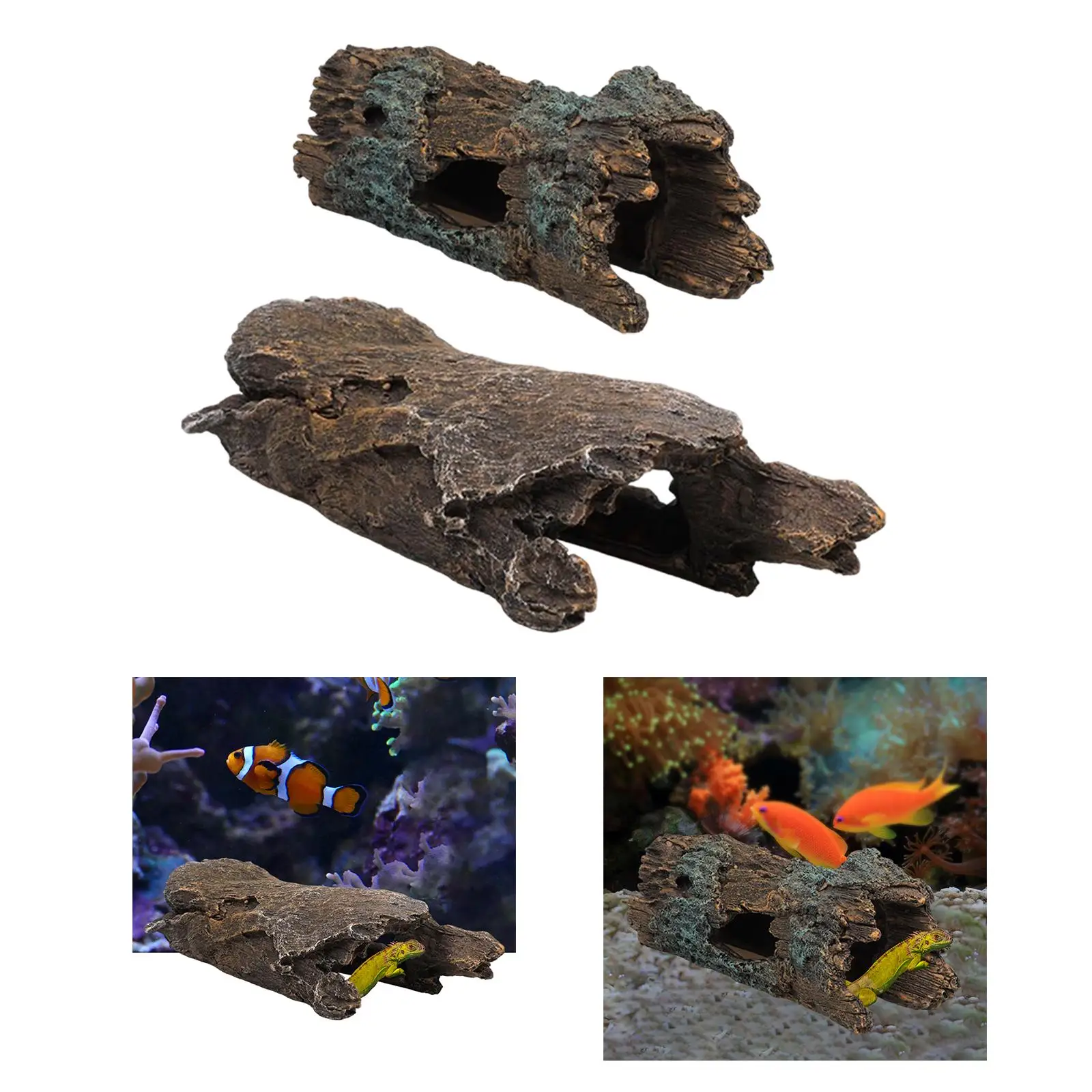 Decorazione per acquario, nascondiglio, tronco d'albero cavo, tronco cavo in resina per rettili, lucertole, anfibi, pesci Decorazione per acquario, nascondiglio, tronco d'albero cavo, tronco cavo in resina per rettili, lucertole, anfibi, pesci