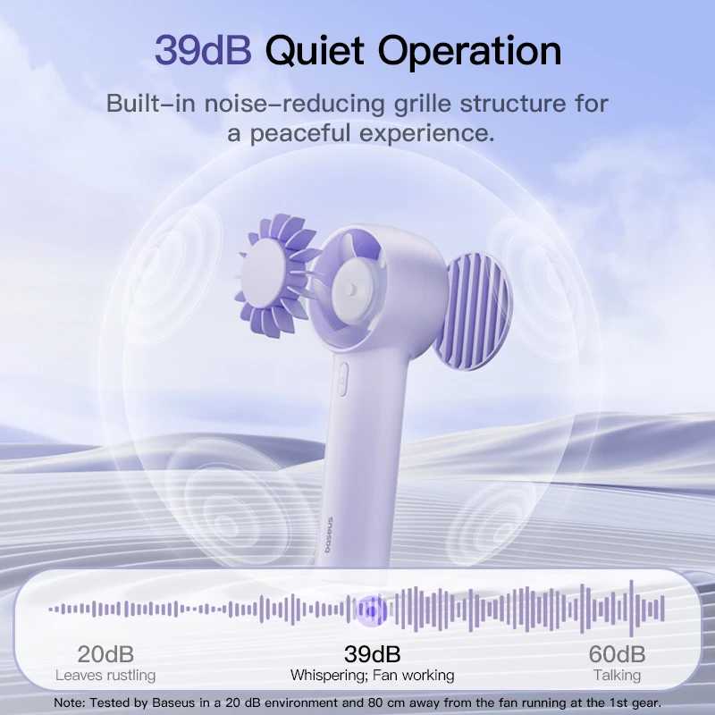 Baseus GoTrip DT1 Mini-Turbinenventilator, tragbar, 3 Geschwindigkeitsstufen, 1200 mAh Akku, wiederaufladbar, für Schreibtisch, Outdoor-Camping_voghion.com