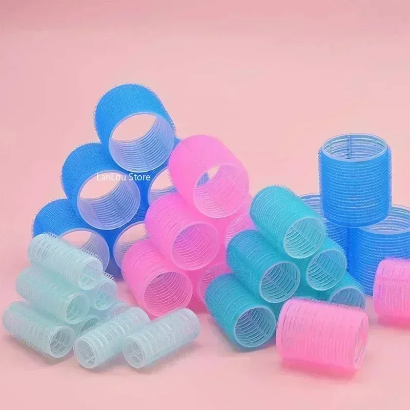 셀프 그립 헤어 롤러 무열 헤어 컬러 열 없음 헤어 뱅 볼륨 자체 접착 후크 & 루프 DIY 스타일링 도구 무작위 색상