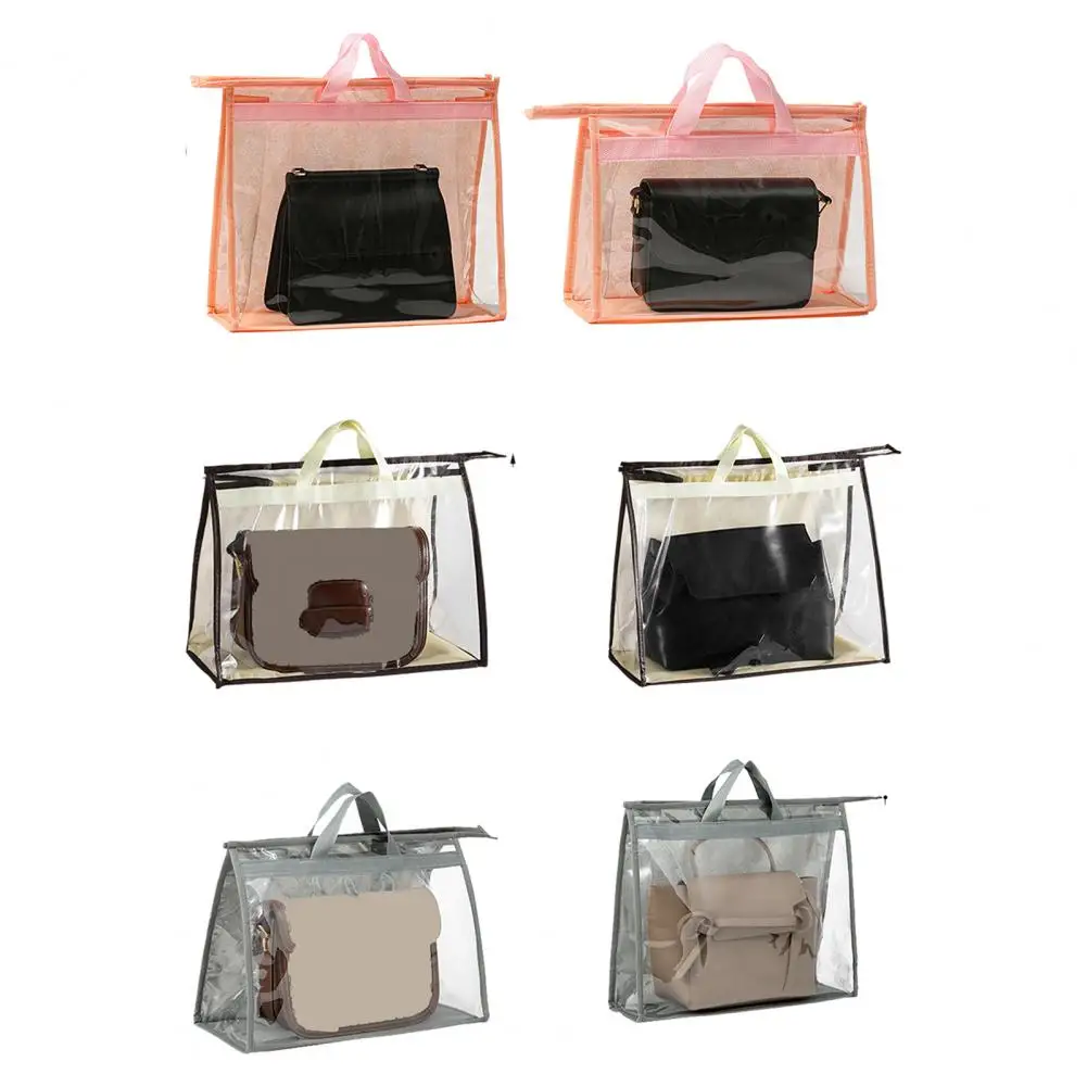 

Closet Bag Transparent Water-resistant Handbag Storage Organizer Dust Bag with Handle Purse Protector Cover for Convenience
