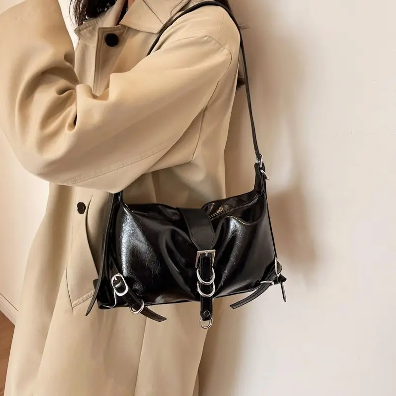 Elegant Pu Leather Buckle Female Handbags Spicy Girl Underarm Bag Shoulder Bags Women Crossbody Bag Trendy All Match