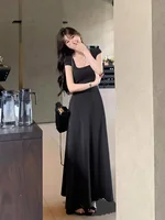 PTKPCC New Summer Waist-fitted Elegant French Style Women's Grey Short Sleeve Tank Dress Long Dress  Sexy Dress - Image 6