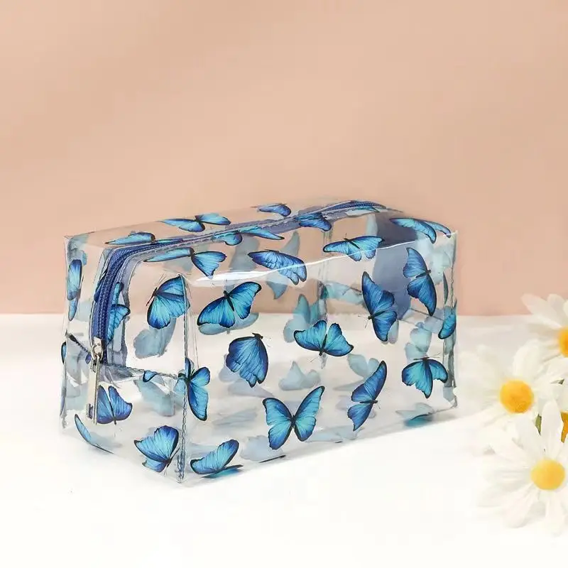 

10 pcs/lot Creative Transparent Butterfly Pencil Case Kawaii Cosmetic Bag Stationery Pouch Office School Supplies wholesale