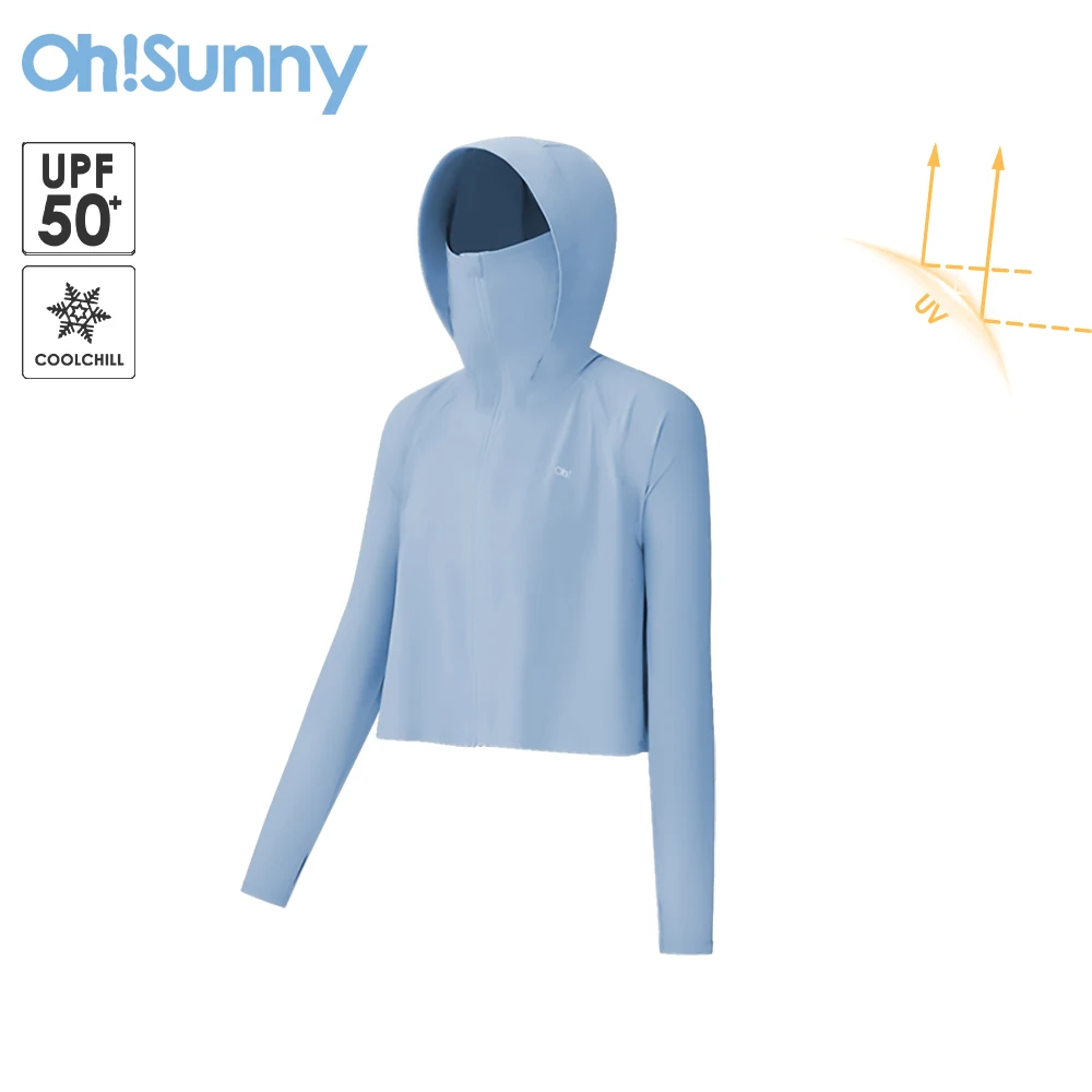 OhSunny Sun Protection Coats with Hooded Long Sleeve Face Headcover for Women Anti-UV UPF50+ Jacket Breathable Cooling Outdoor