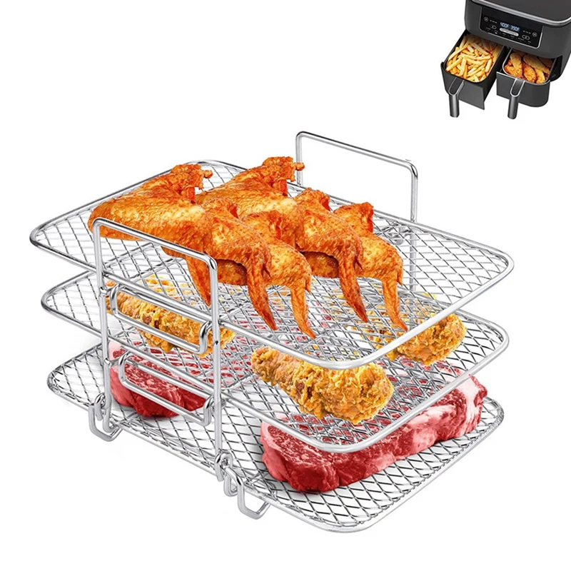 Air Fryer Rack For Ninja Air Fryer Multi-Layer Double Basket Air Fryer Stainless Steel Grilling Rack Cooking Easy To Use