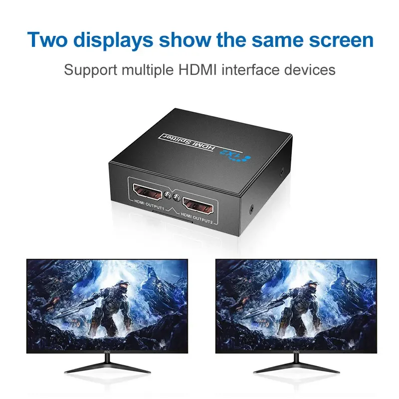 HDMI Splitter 1x2 Video Distributor 1 in 2 out Display Duplicate Amplifier for PC Laptop to Projector Monitor hdmi splitter converter hdmi switch