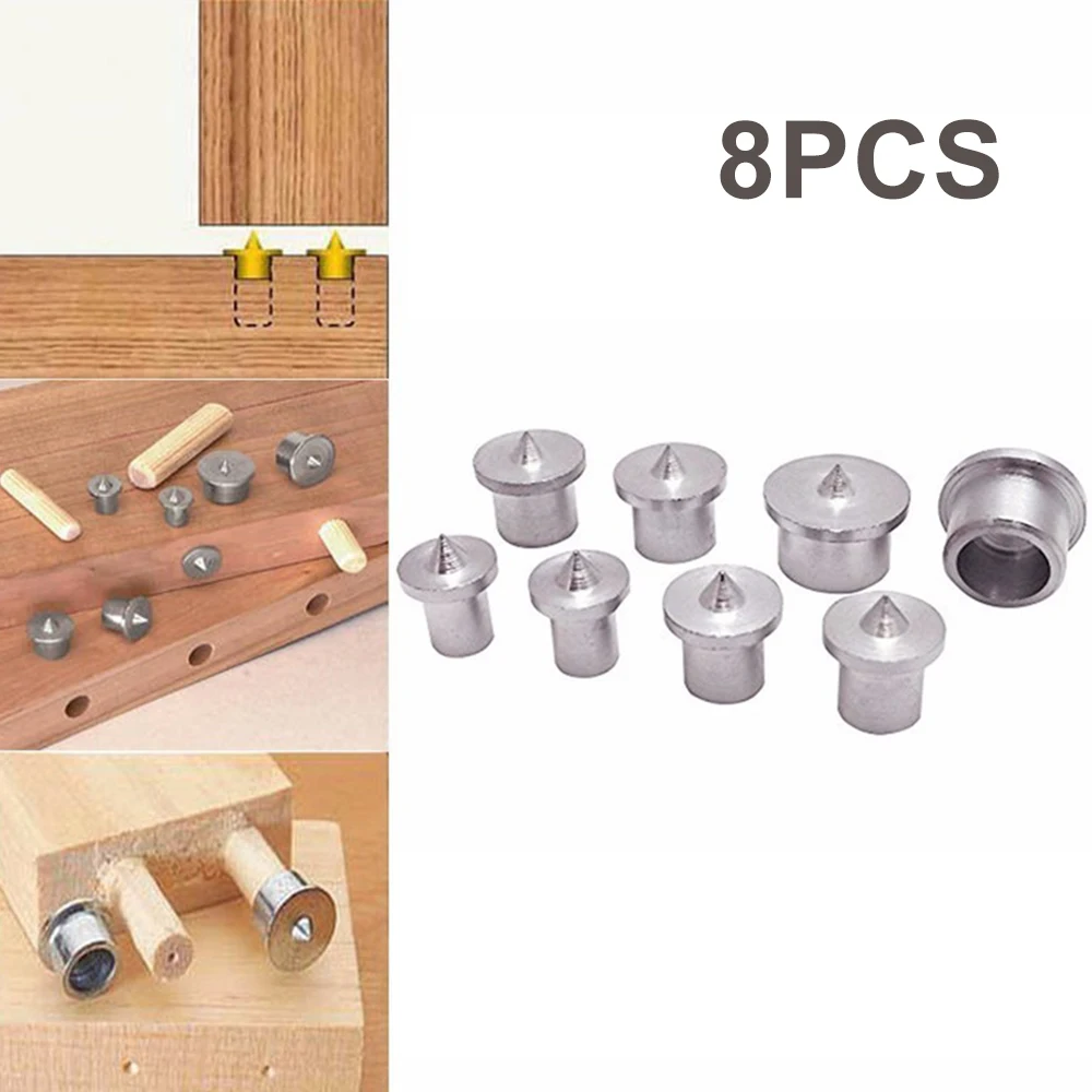 Wood Pin Locator 8PCS Woodworking Panel Furniture Tenon Positioning Carpentry Log Dowel Tip Roundwood Rabbet DIY Center Punching