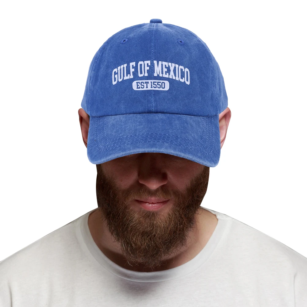 Gulf of Mexico Est 1550 Vintage Baseball Cap Gulf of Mexico Hat Washed Cotton Unisex Cap Adjustable Golf Dad Hat for Men Women