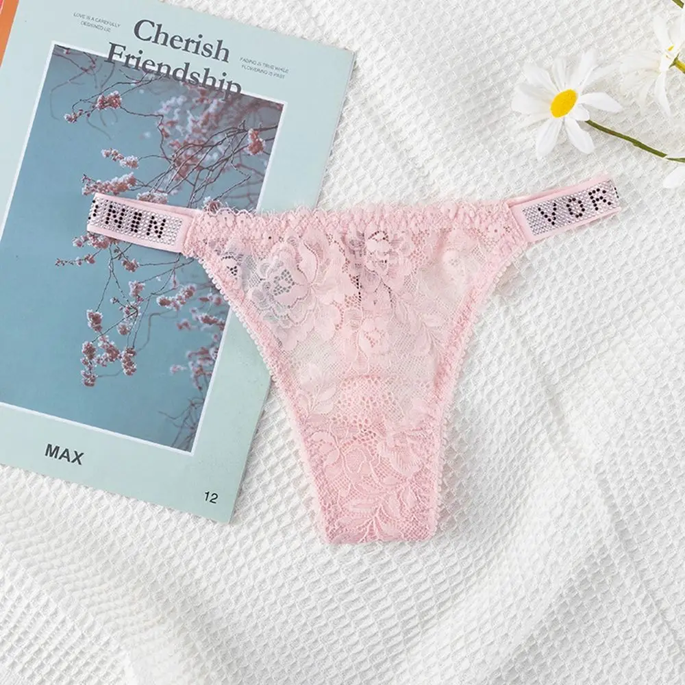 Culotte taille basse en dentelle avec biscuits pour femme, sous