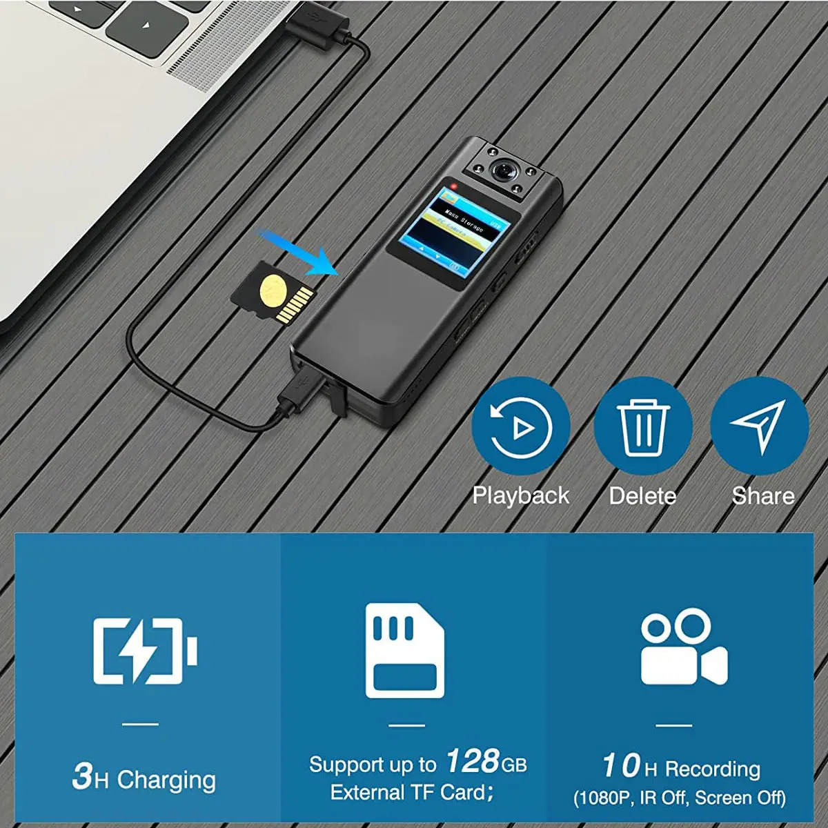 A22 Small Body Worn Camera HD 1080P Camcorder Recording Infrared LCD Screen DVR DV Audio Video Record Support 128GB TF Card
