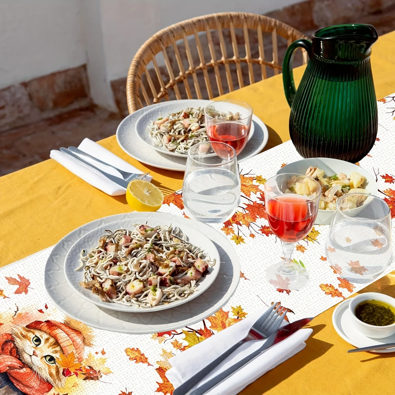 Fall Cat Pumpkin Table Runner 3