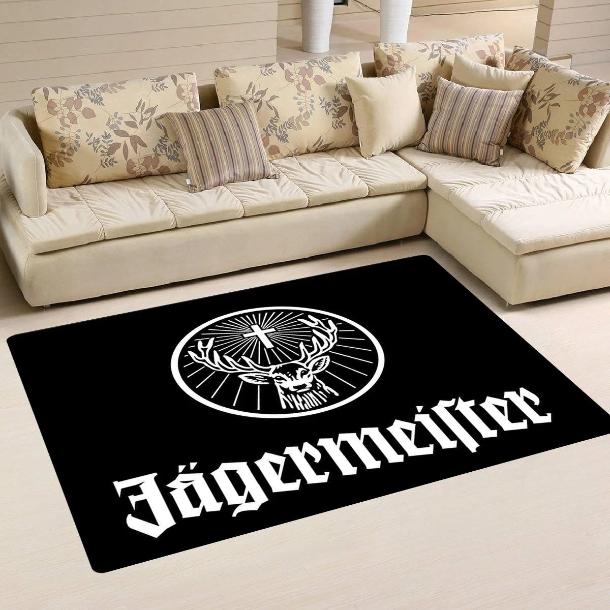 Tappeto Stampa Logo Cervo Jagermeister Per Soggiorno Arredamento Casa Divano Tavolo Grande Area Tappeto Antiscivolo Camera Da Letto Tappetino