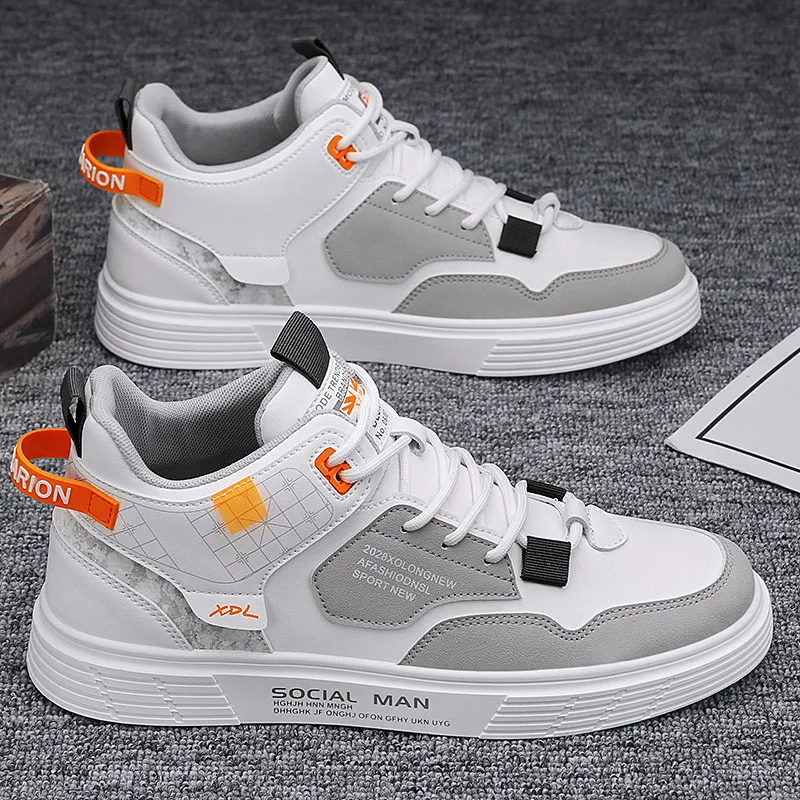 

Casual New Men Shoes Male Sneakers Mixed Color Flat Shoes Designer Fashion Outdoor Trendy High Top Shoes Men Vulcanized Shoes