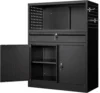 Storage with 1 Drawer, 41.2" Steel Lockable Storage with Side Pegboard, Locking Metal Cabinet for 1
