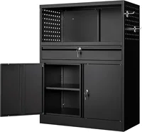 Storage with 1 Drawer, 41.2" Steel Lockable Storage with Side Pegboard, Locking Metal Cabinet for 1