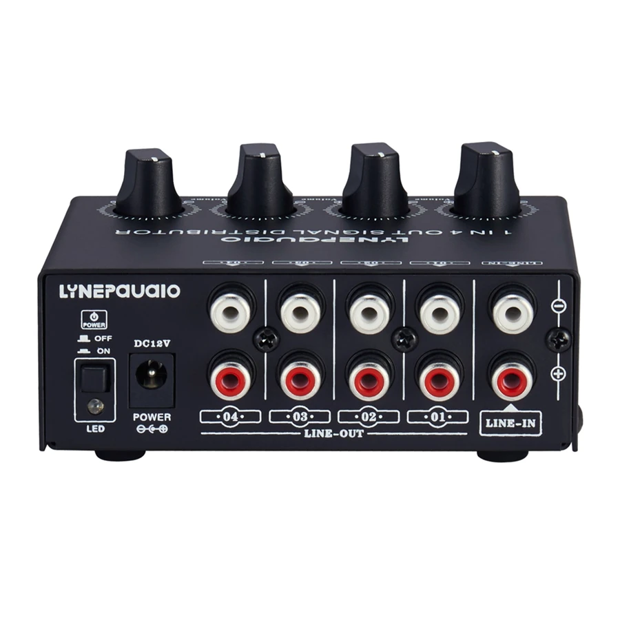

HIFI Lossless 1 in 4 Out Audio Stereo Signal Amplifier Allocator, Output, Volume Adjustment-US Plug