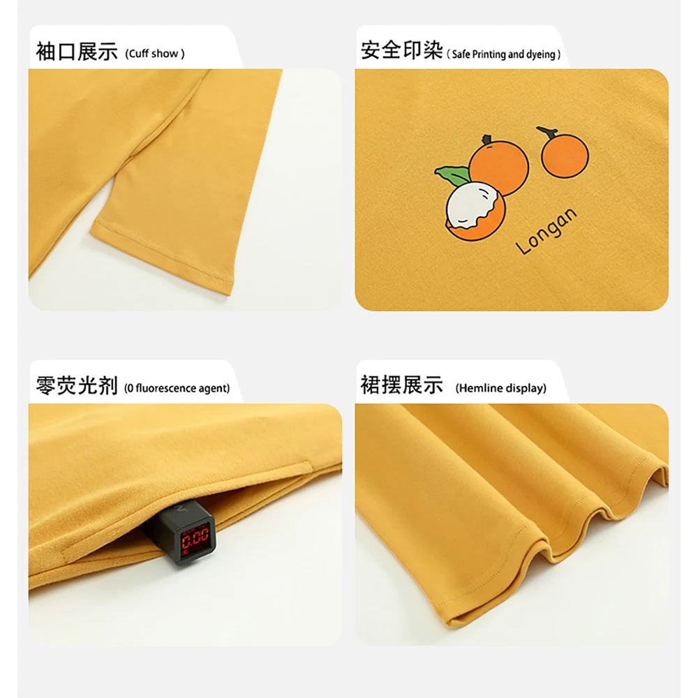 100% Cotton Padded Anti Convex Point Pajamas Dress Simple Lovely Longan Print Sleepwear Spring Autumn Women Loose Night Dress