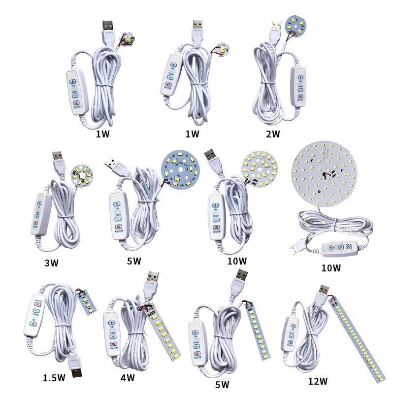 

DC 5V Dimmable LED Chips 5730 SMD LED Lamp DIY Light Adjustable LED Bulb USB Dimmer Learning Working Rechargeable Lamp