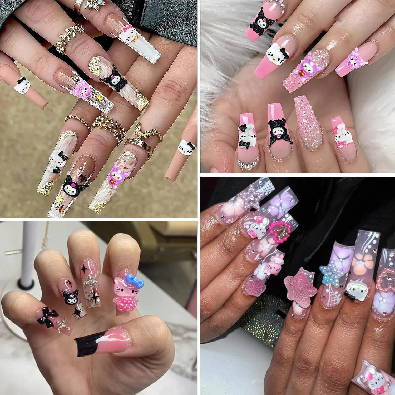 Nail Art Charms Sanrio Hello Kitty Design DIY Mini Rhinestones Flatback Charms Crafts Stones for Manicure 70PCS