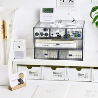 Stackable Jewelry Makeup Drawer 1,2,3 Palace Grid Desktop Combination Stationery Storage Box Books Files Dust Proof Organizers 3