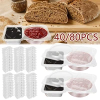 40/80Pcs Plastic Double Compartment Condiment Container with Lid Reusable Snack Containers for to-go Sauce Sampling Travel Snack 1