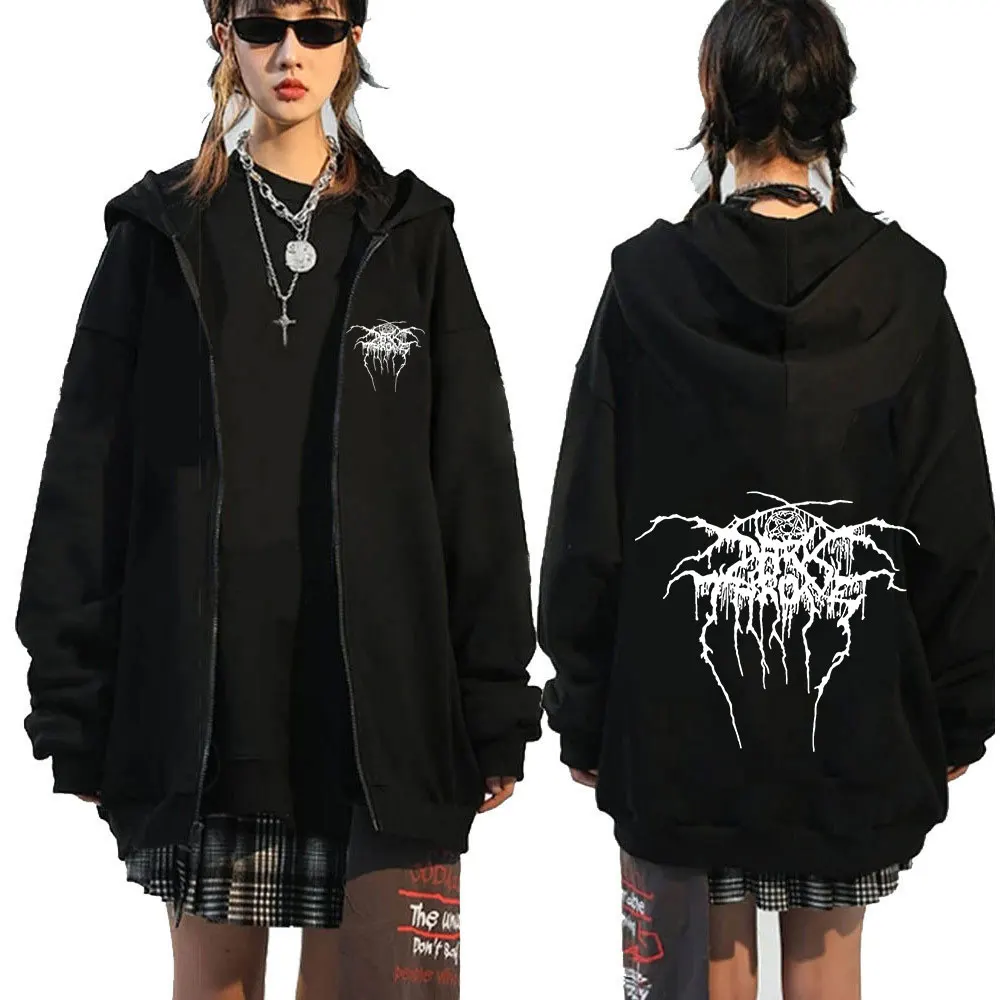 Darkthrone Logo Graphic Zip Up Hoodies Death Metal Gothic Band Zipper darkthrone-logo-graphic-zip-up-hoodies-death-metal-gothic-band-zipper