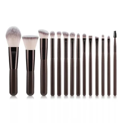 Deluxe 14 - Piece Makeup Brush Set - Ultra Soft Bristles for Flawless Application, Travel - Friendly & Multifunctional Beauty Essentials (Coffee)