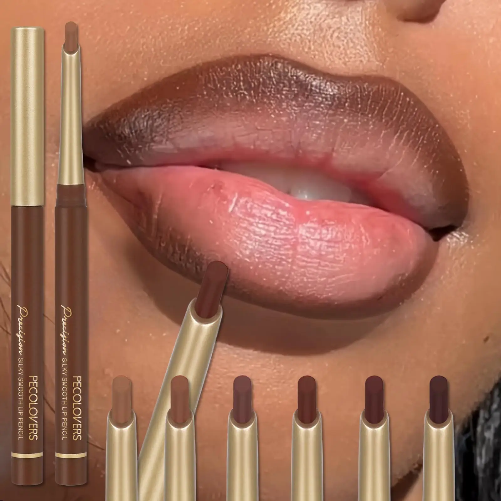 Matte 6-colors Lip Liner Pencil Bevel Design Nib Lip Contour Lipstick Nude Brown Lipstick Pencil Natural Lasting Lipliner Makeup 1