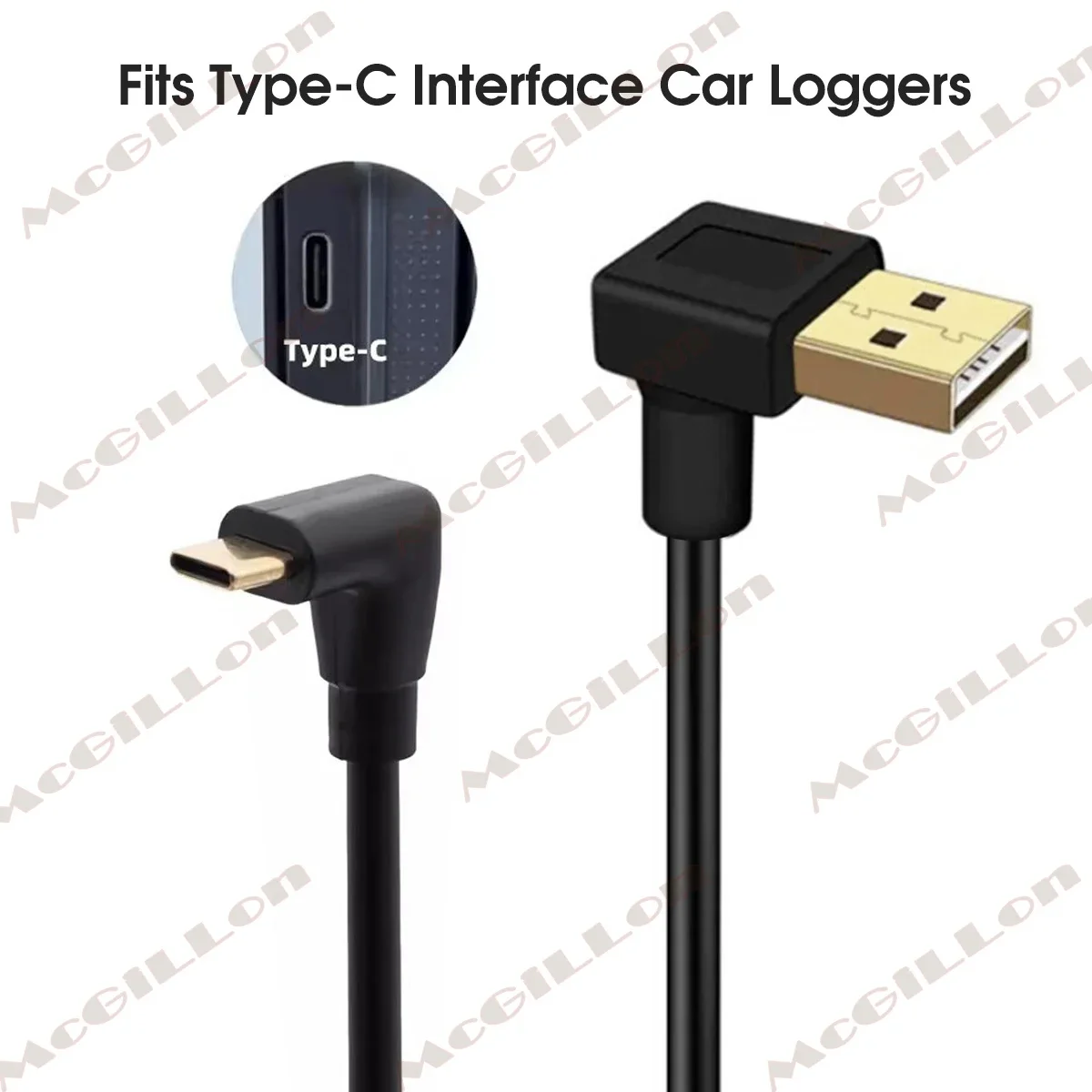 McGiLLon 이중 팔꿈치 USB A-Type-C 데이터 케이블 위아래 왼쪽 및 오른쪽 측면 굽힘 90도 각도 자동차 전화 충전 케이블